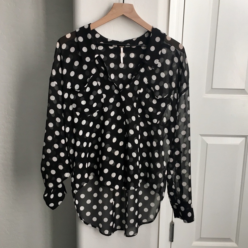 Free People button down semi sheer blouse